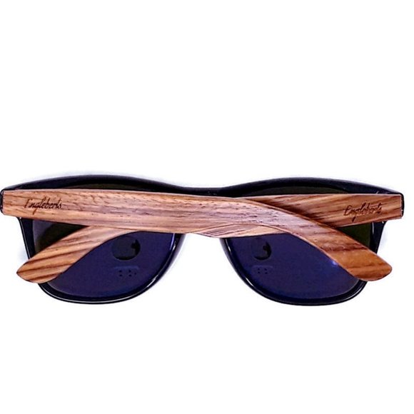 Zebrawood Sunglasses with Blue Lens and Wood Case